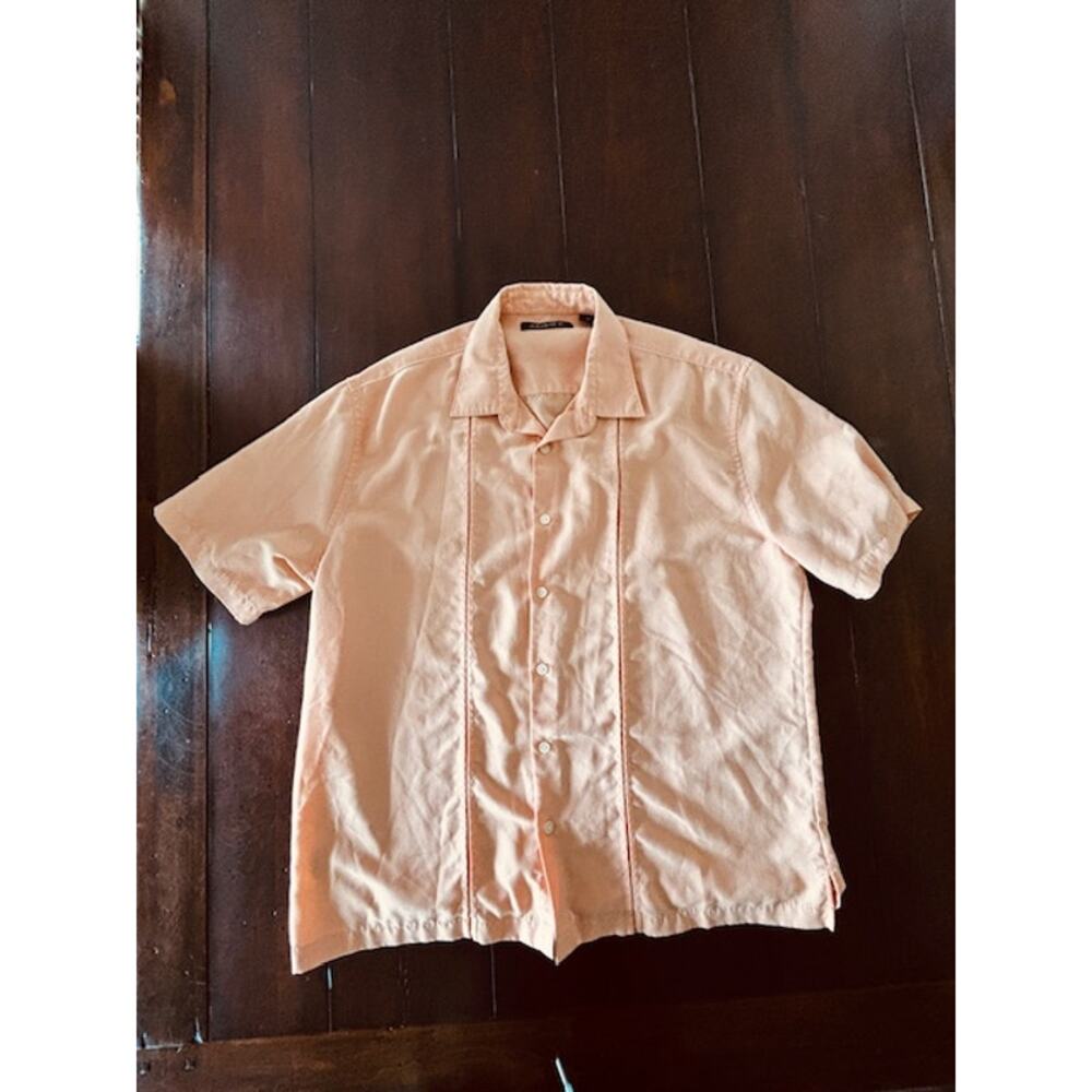 AXIST XL Peach Short Sleeve Button Up Shirt‎  Textured Resort Casual